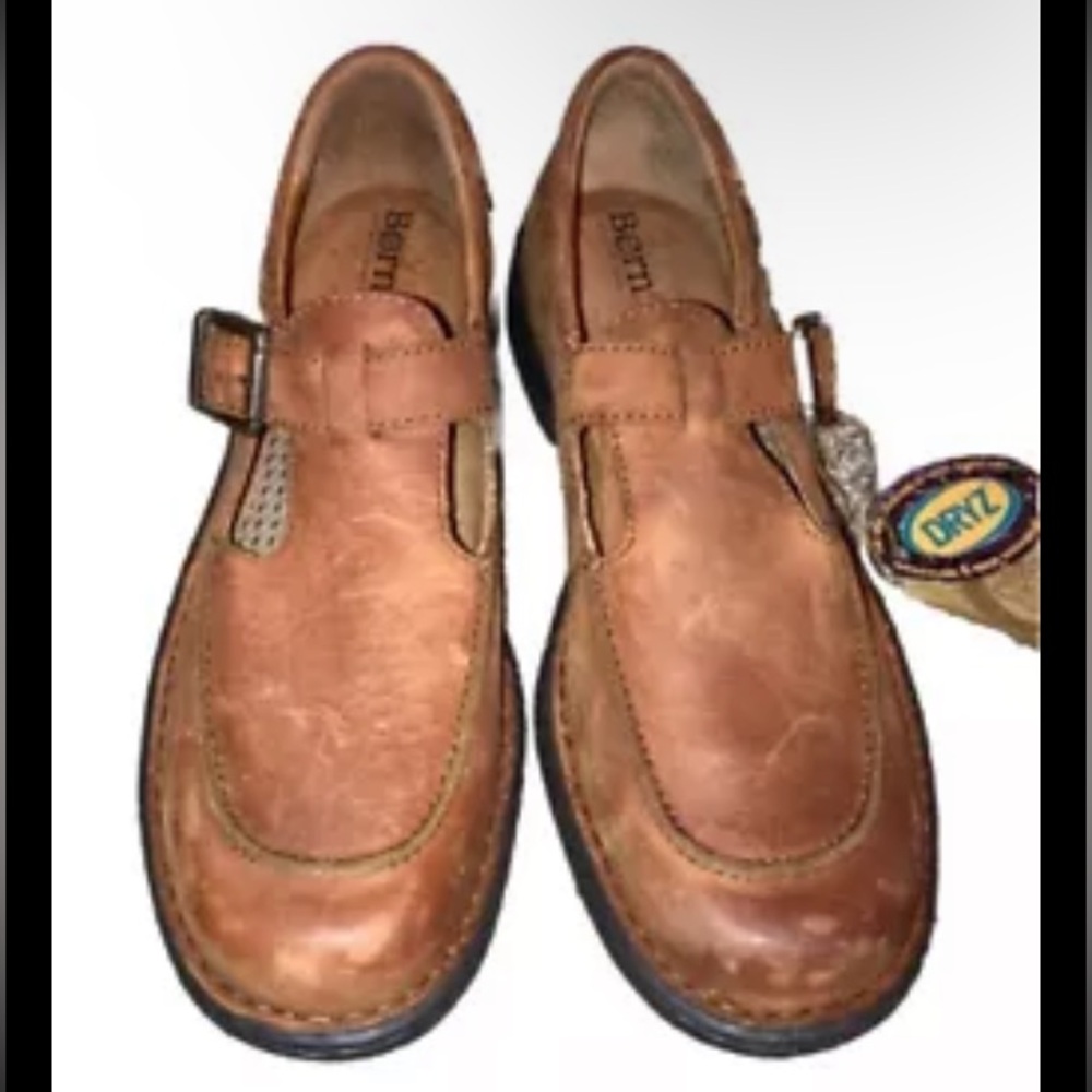 Born Shoes Womens 9.5 Nubuck Mary Jane Leather Chestnut Comfort Loafers Dry Z